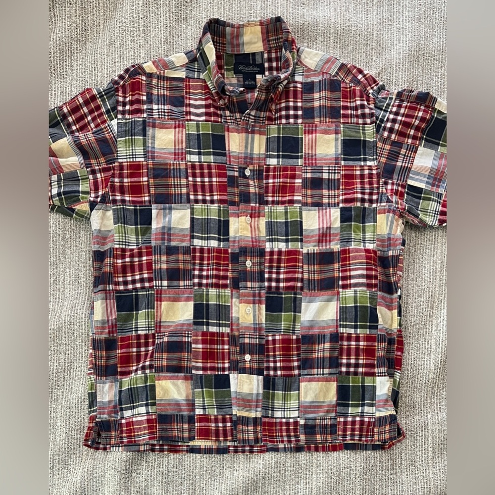 Rare Brooks Brothers Patchwork Madras Button Down Shirt Size Large